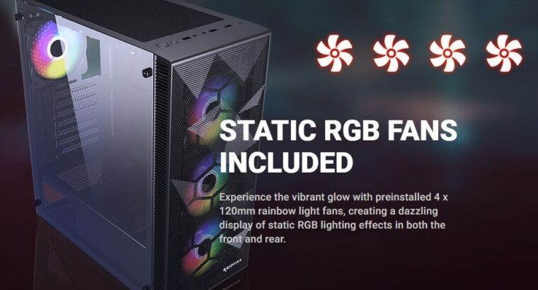 Raidmax Atx/Matx Gaming Case – 4 X Static RGB Led